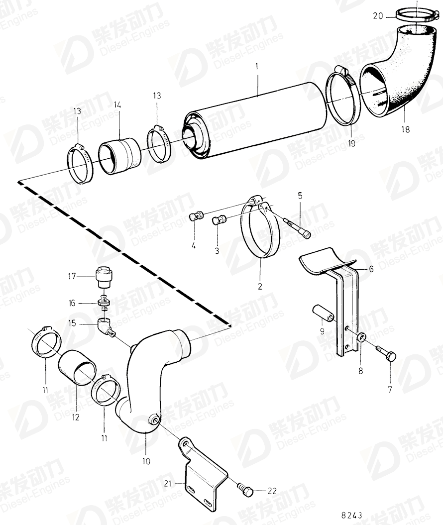 volvo penta Connecting pipe 3825087 Drawing volvo penta Connecting pipe 3825087 Drawing